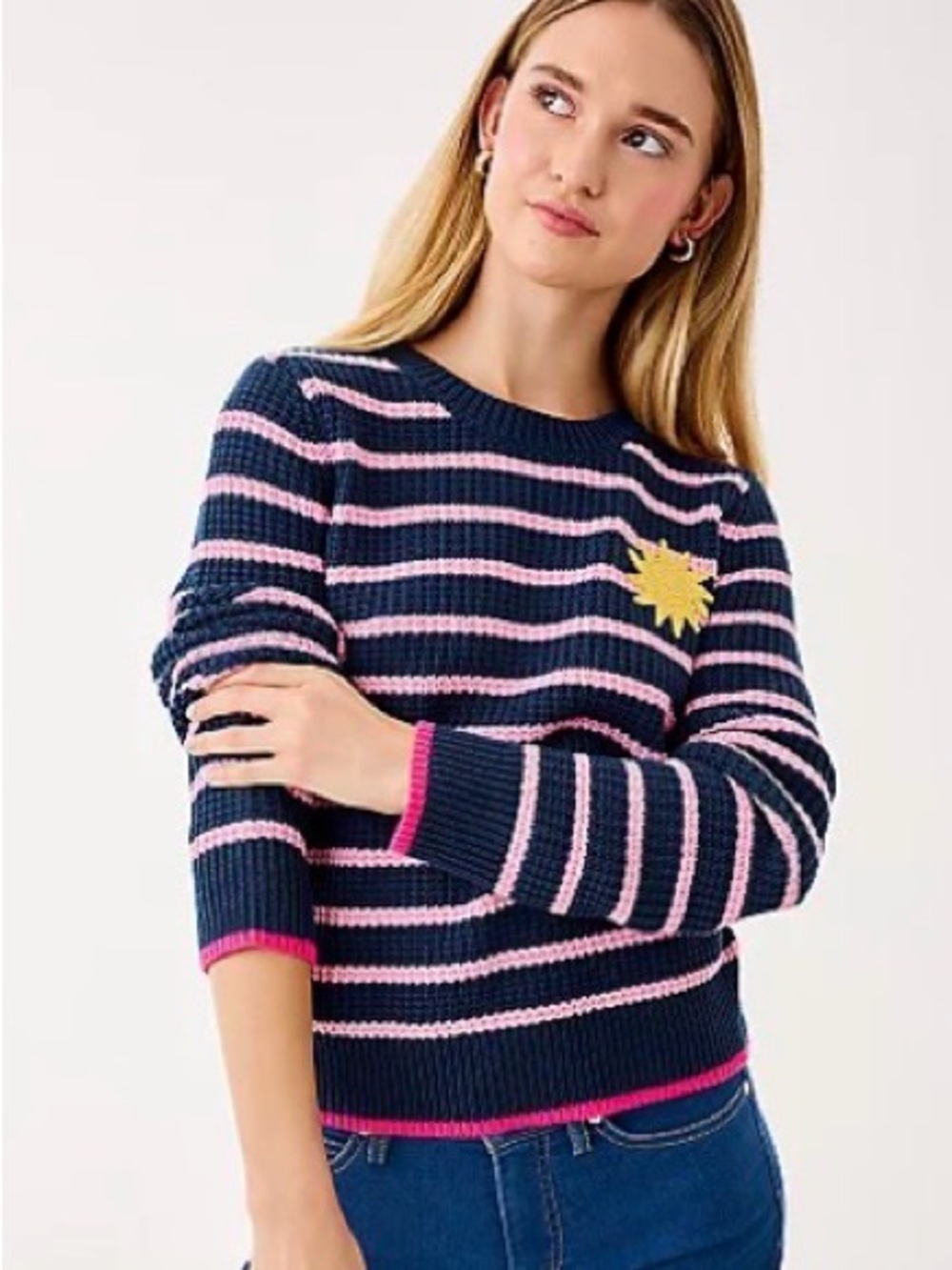 Lilly Pulitzer
Jovienne Sweater in Low Tide Navy Shine Bright Stripe